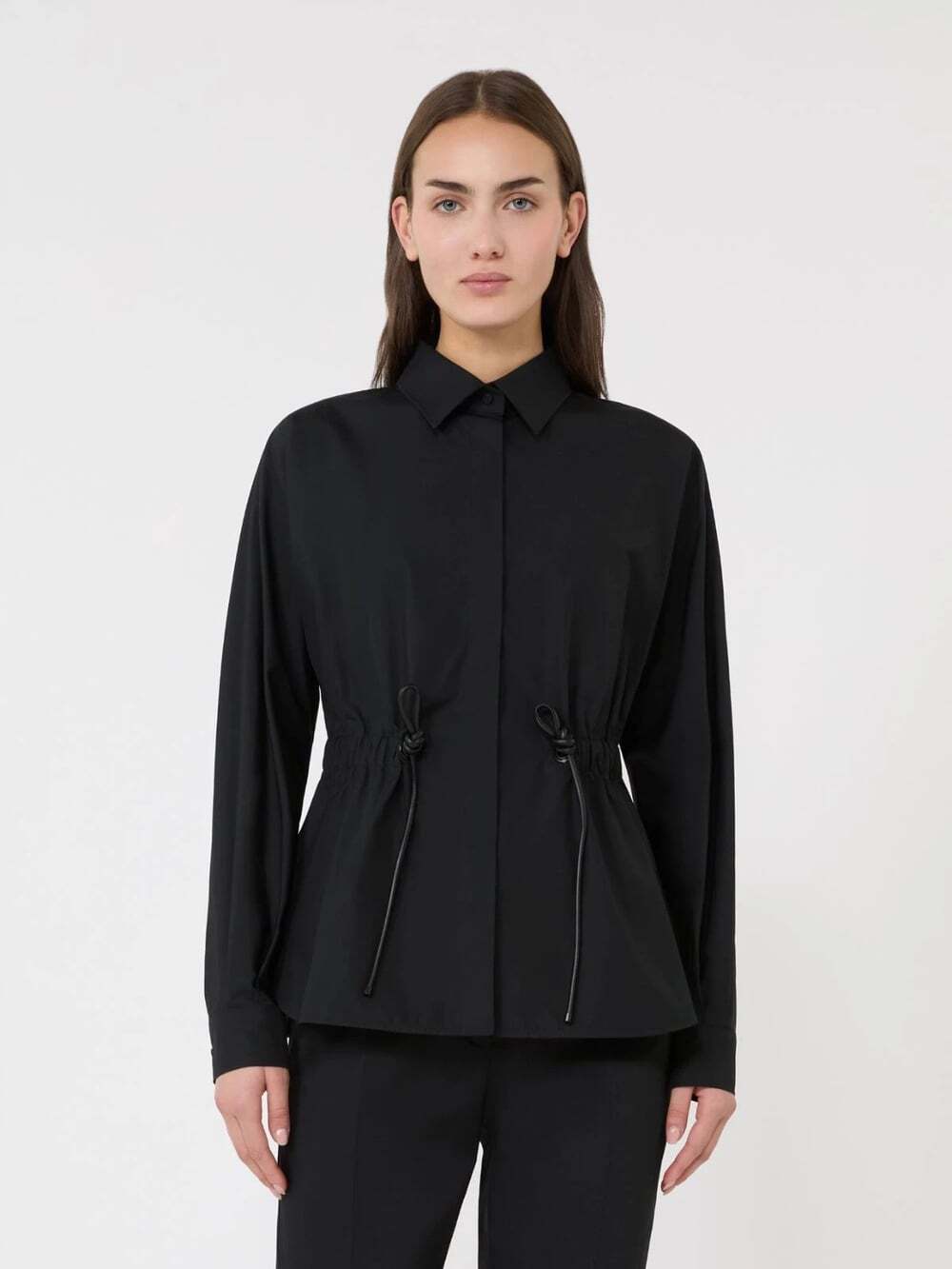 Max Mara Drawstring Shirt US 6 EU 38 Womens Black Minimalist $395